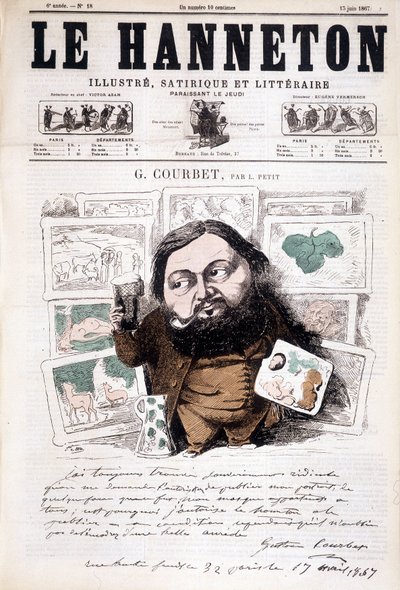 Ritratto di Gustave Courbet, pittore francese (1819-1877). In Le hanneton da Léonce Justin Alexandre Petit