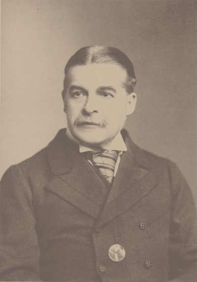 Ritratto del compositore Sir Arthur Sullivan 1842-1900, anni 1880 da London . Photo studio Elliott and