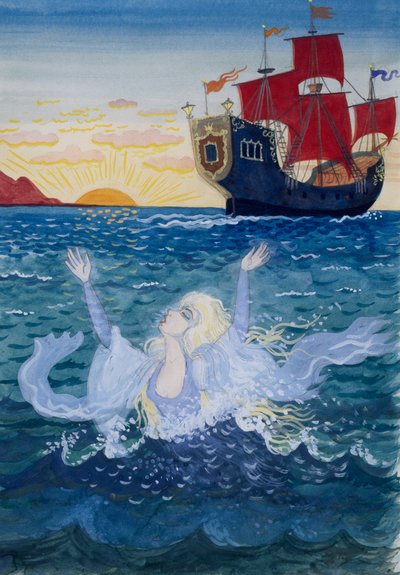 La Sirenetta, illustrazione di Lorenz Frolich per la fiaba di Hans Christian Andersen da Lorens Frolich