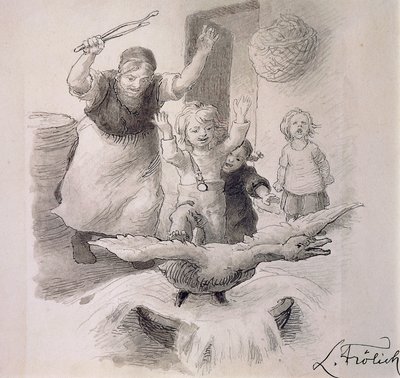 Il brutto anatroccolo, illustrazione per la fiaba di Hans Christian Andersen da Lorens Frolich