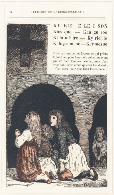 Kyrie Eleison, Chiosco, Canguro, Chilometro, Kyrielle, Chilogrammo, Kermesse, pagina 24 - Alfabeto di Mademoiselle Lili, di L. Froelich e di un papà (Hetzel stesso). Bibliothèque & Magasin d