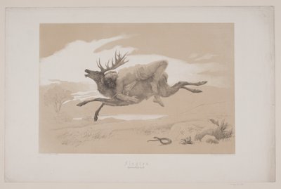 La fuga, pag. 11, illustrazione per "La fuga del cervo" di Christian Winther da Lorenz Frølich