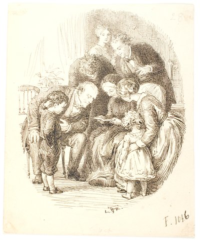 Lettura ad alta voce. Gruppo familiare da Lorenz Frølich