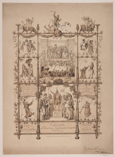 Mindeblad om kunstnerkarnevalet d. 3. marts 1854 da Lorenz Frølich