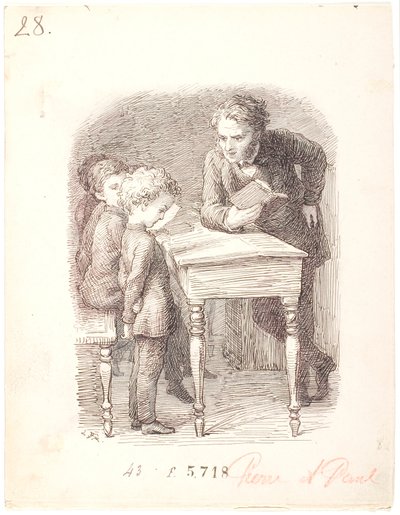 Lezione scolastica. Pierre non sa la lezione da Lorenz Frølich