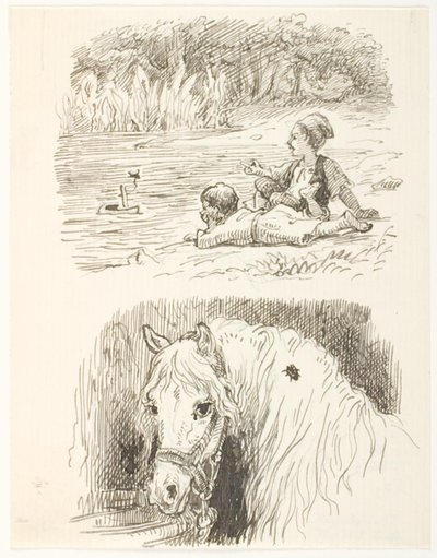 Due bozzetti per illustrazioni per Skarnbassen da Lorenz Frølich