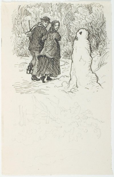 Bozza per illustrazione per Il pupazzo di neve da Lorenz Frølich