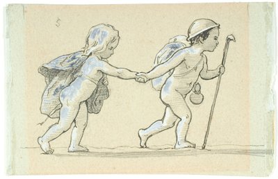 Vignetta con ragazzo e ragazza che si tengono per mano da Lorenz Frølich