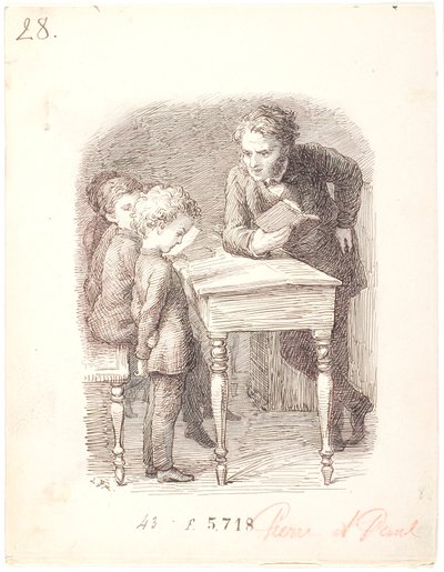 Lezione scolastica. Pierre non sa la lezione da Lorenz Frølich