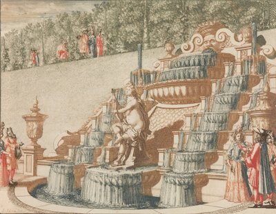 La cascata di Galathea, sul lato ovest del Grande Giardino, in: Tooneel Der Voornaamste..., n.d. da Lorenz Scherm
