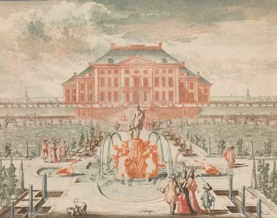 ’t Konings Huis van de Tuin-zyde, met de Fontein van Venus, in: Tooneel Der Voornaamste N..., n.d. da Lorenz Scherm