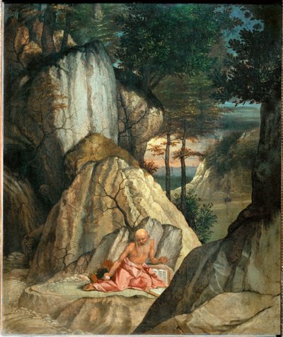 San Girolamo meditante nel deserto - San Girolamo medita nel deserto ... da Lorenzo (workshop of) Lotto