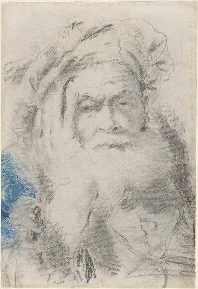 Un Vecchio Barbuto che Si Appoggia la Testa sulla Mano da Lorenzo Baldissera Tiepolo