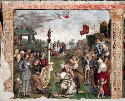 Vita di Santa Cecilia: Martirio di San Valeriano e Tiburzio da Lorenzo Costa