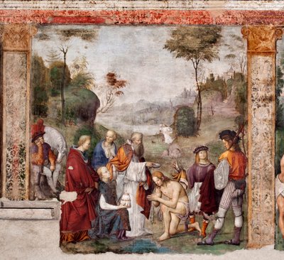 Vita di Santa Cecilia: San Valeriano battezzato da Urbano I da Lorenzo Costa
