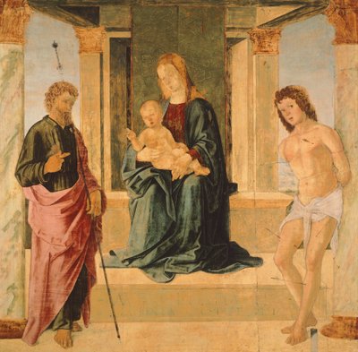 Vergine col Bambino in trono, con San Giacomo e San Sebastiano da Lorenzo Costa