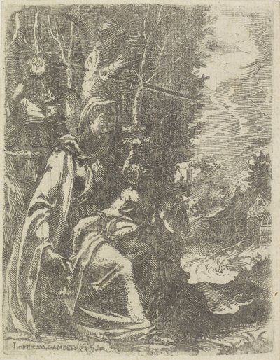 Sacra Famiglia con il giovane Giovanni Battista in un paesaggio da Lorenzo Gamberati