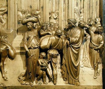 La storia di Giuseppe, dettaglio dal pannello originale dalle Porte Est del Battistero da Lorenzo Ghiberti