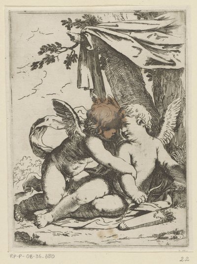 Due putti sotto un tendone da Lorenzo Loli