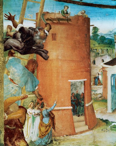 Lato sinistro della Capella Suardi, Chiesa di Santa Barbara a Bergamo ... (pittura murale) da Lorenzo Lotto