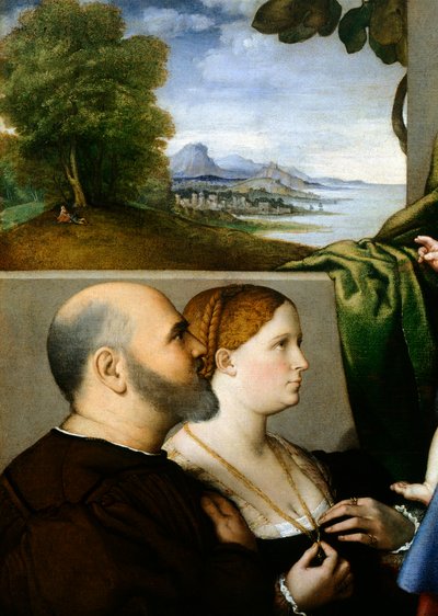 Madonna col Bambino e due donatori, di Lorenzo Lotto (1480 ca- 1556), dettaglio da Lorenzo Lotto