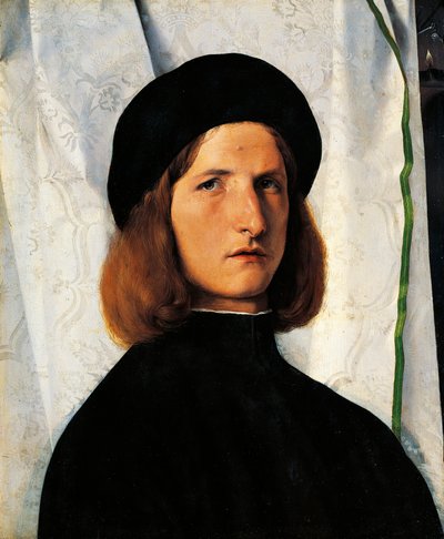 Ritratto di giovane uomo con lampada da Lorenzo Lotto