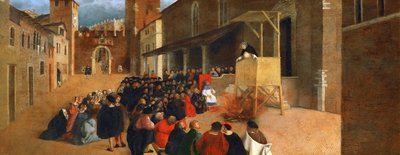 Rinascimento: San Domenico (1170-1221) che predica a Recanati da Lorenzo Lotto
