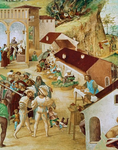 Lato destro della Capella Suardi, Chiesa di Santa Barbara in ... (pittura murale) da Lorenzo Lotto