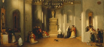 La chiamata di Santa Lucia, primo pannello della predella della Pala d