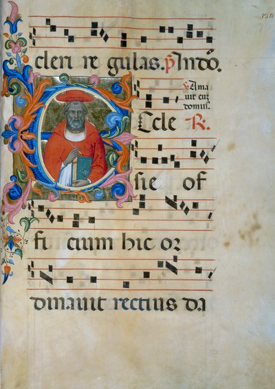 Iniziale miniata con la figura di San Girolamo (Corale 5, c. 138), per il libro corale 5 di Santa Maria degli Angeli da Lorenzo Monaco