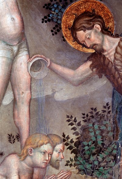 San Giovanni Battista battezza le folle nel fiume Giordano (dettaglio) da Lorenzo Salimbeni