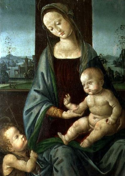 Madonna col Bambino e il giovane San Giovanni Battista da Lorenzo di (workshop of) Credi
