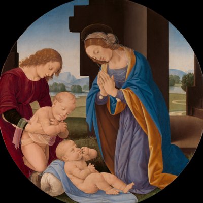 Madonna che adora il Bambino con il piccolo San Giovanni Battista e un angelo, primi anni 1490 da Lorenzo di Credi
