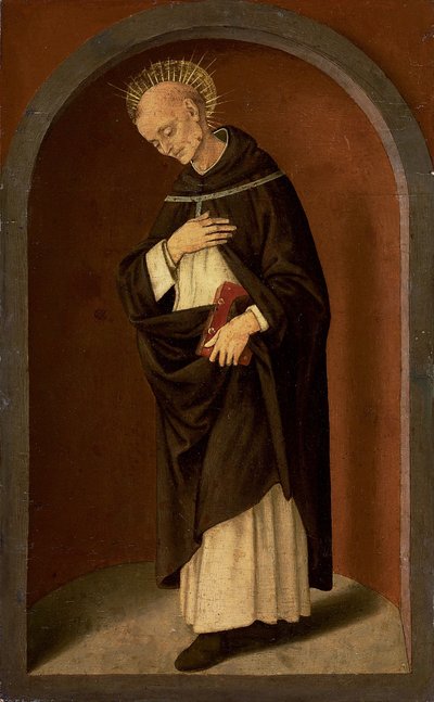 San Bernardino da Siena, in una nicchia scolpita da Lorenzo di Credi