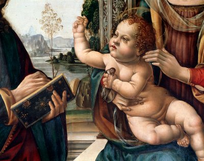 Vergine con bambino e due santi, san Matteo e san Girolamo (dettaglio) da Lorenzo di Credi