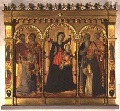 Madonna col Bambino in trono con santi (trittico) da Lorenzo di Pietro Vecchietta