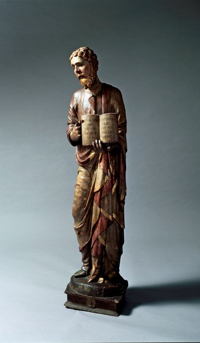 Rappresentazione di un santo non identificato. Scultura in legno policromo da Lorenzo di Pietro Vecchietta