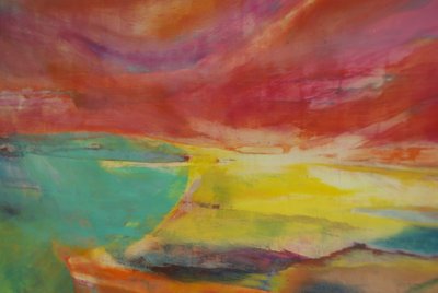 Tra terra e mare, paesaggio, 2016 (fotografia, dettaglio di pittura) da Lou Gibbs
