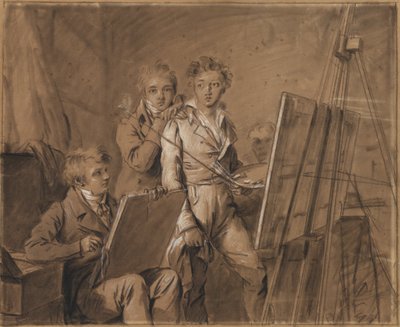 Tre giovani artisti in uno studio da Louis Leopold Boilly