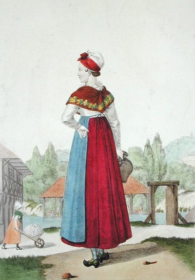 Costume tradizionale di Lisieux, inciso da Gatine c.1820 da Louis Marie (after) Lante