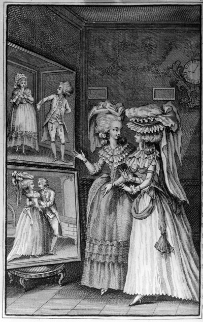 Illustrazione di Louis Binet (1744-1800) per il libro di Nicolas Edme Restif de La Bretonne "Les Parisiennes", o XL Caratteri Generali Presi nei Mori Moderni, adatti a servire all