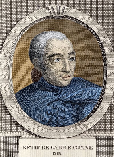 Ritratto di Restif de La Bretonne (1734-1806) - di Binet, incisione da Louis (after) Binet