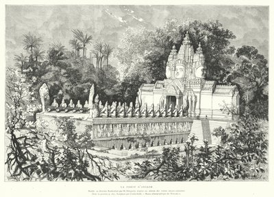 Porta di Angkor, Cambogia (incisione) da Louis (after) Delaporte