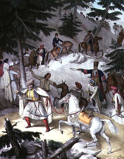 Viaggio ad Atene e Costantinopoli: Le Pinde, attraversamento da Janina a Tricala da Louis (after) Dupre