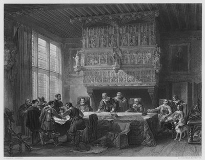 Il consiglio di guerra a Courtray, dal quadro nella Galleria Vernon da Louis (after) Haghe