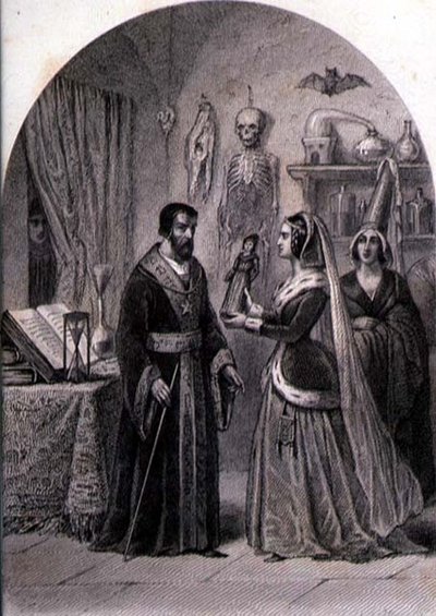 Un Cliente Visita un Mago, inciso da Philibert Langlois (fl.c.1834-9) da Louis (after) Marckl