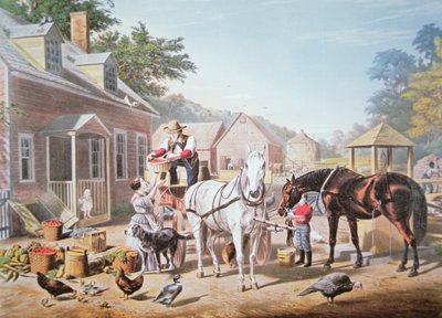 Scene americane: preparazione per il mercato, pubblicato da N. Currier da Louis (after) Maurer