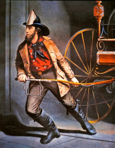 Il pompiere americano: sempre pronto, pubblicato da Currier & Ives da Louis (after) Maurer