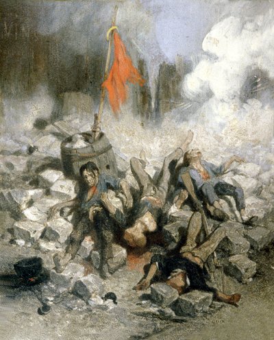 Rivoluzione del 1848: barricate a Parigi da Louis Adolphe Hervier