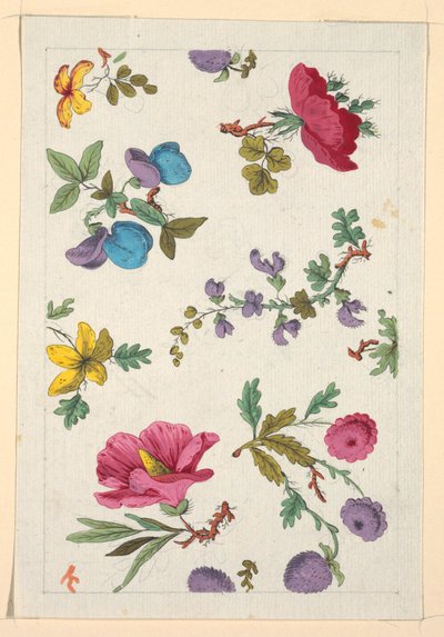 Disegno floreale per tessuto stampato da Louis Albert DuBois